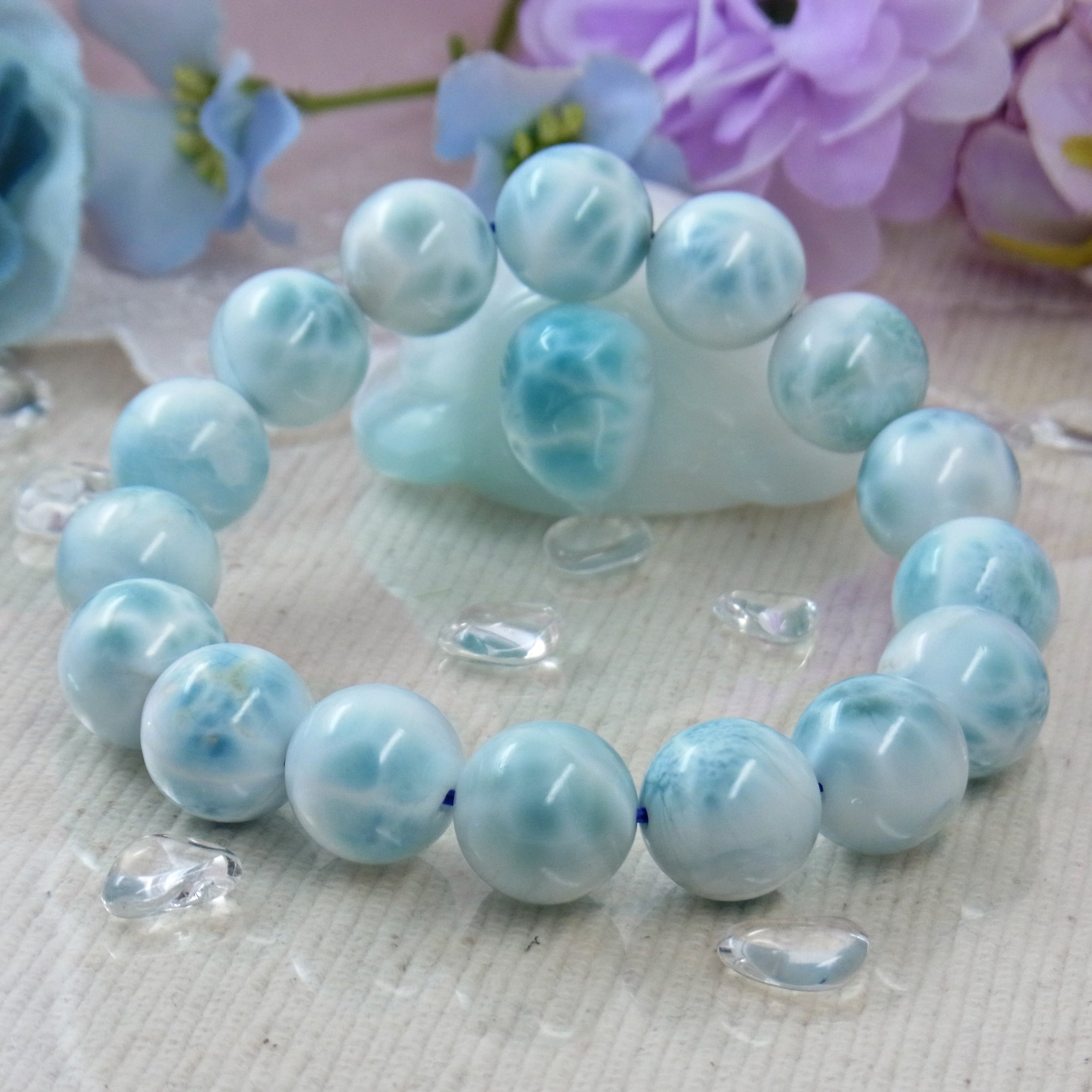 宝石品質　ラリマーデザインブレスレット ドミニカ共和国産 ラリマー ブレスレット 【宝石鑑別書付き】 | rfrees