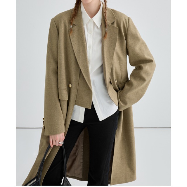 レイヤード風ロングスーツジャケット Z00028