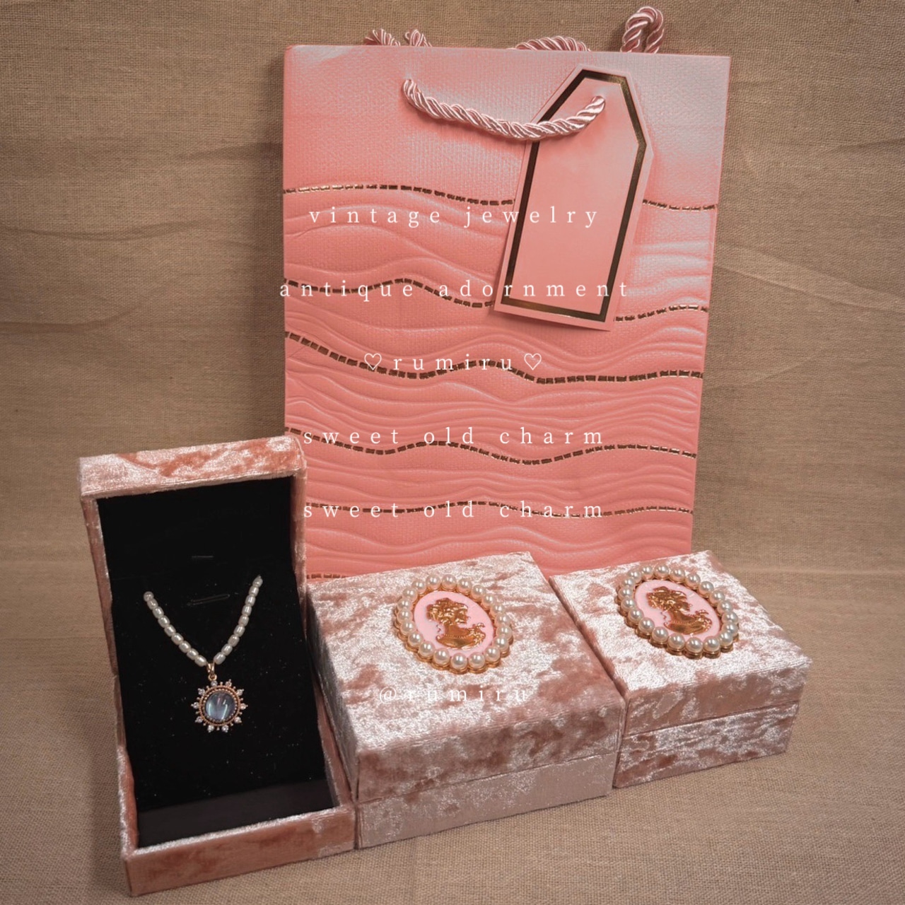 真珠カメオギフトラッピングセット(BOX×ショッパー) - 1