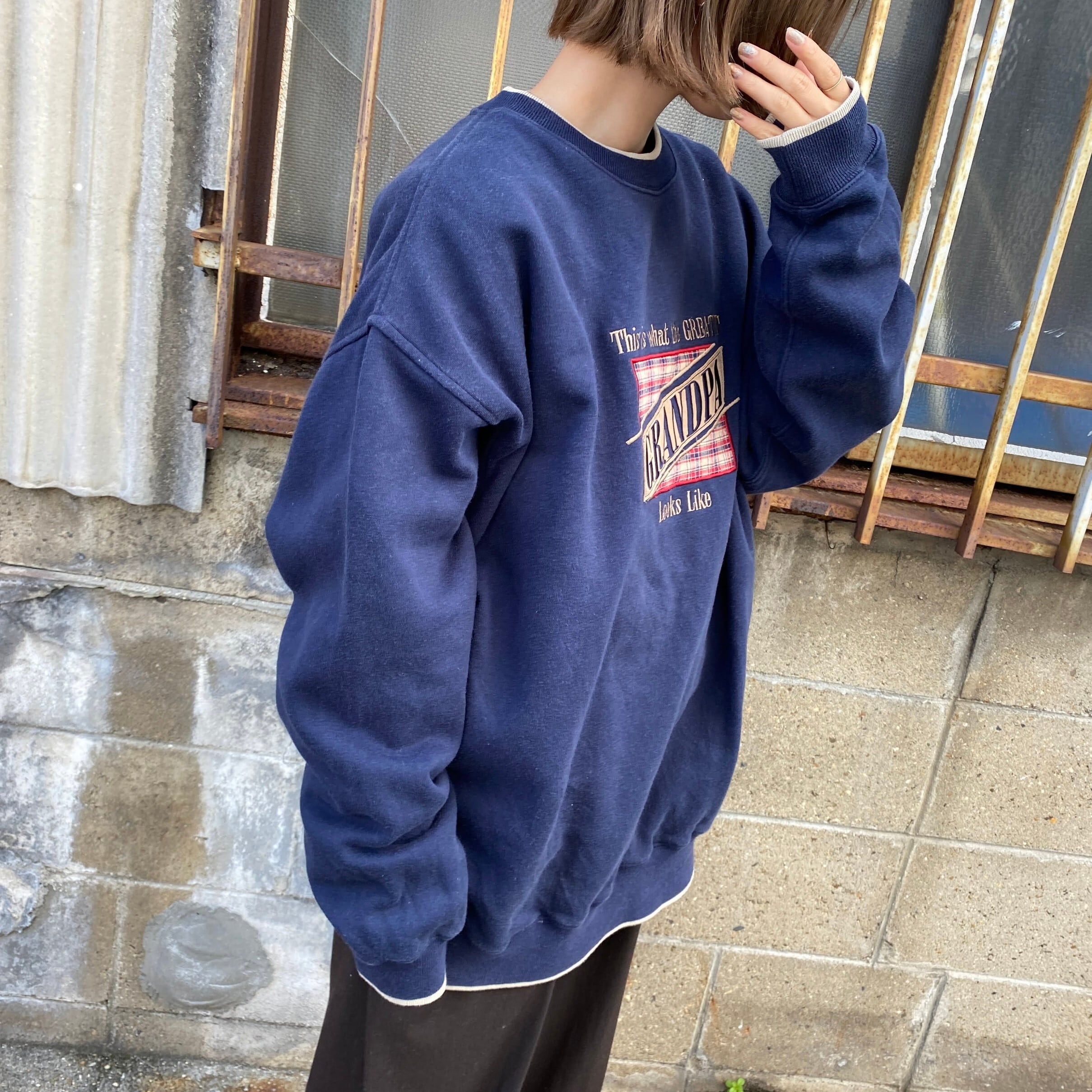 90年代 GRANDPA ロゴ刺繍 スウェット メンズL 古着 90s ヴィンテージ 