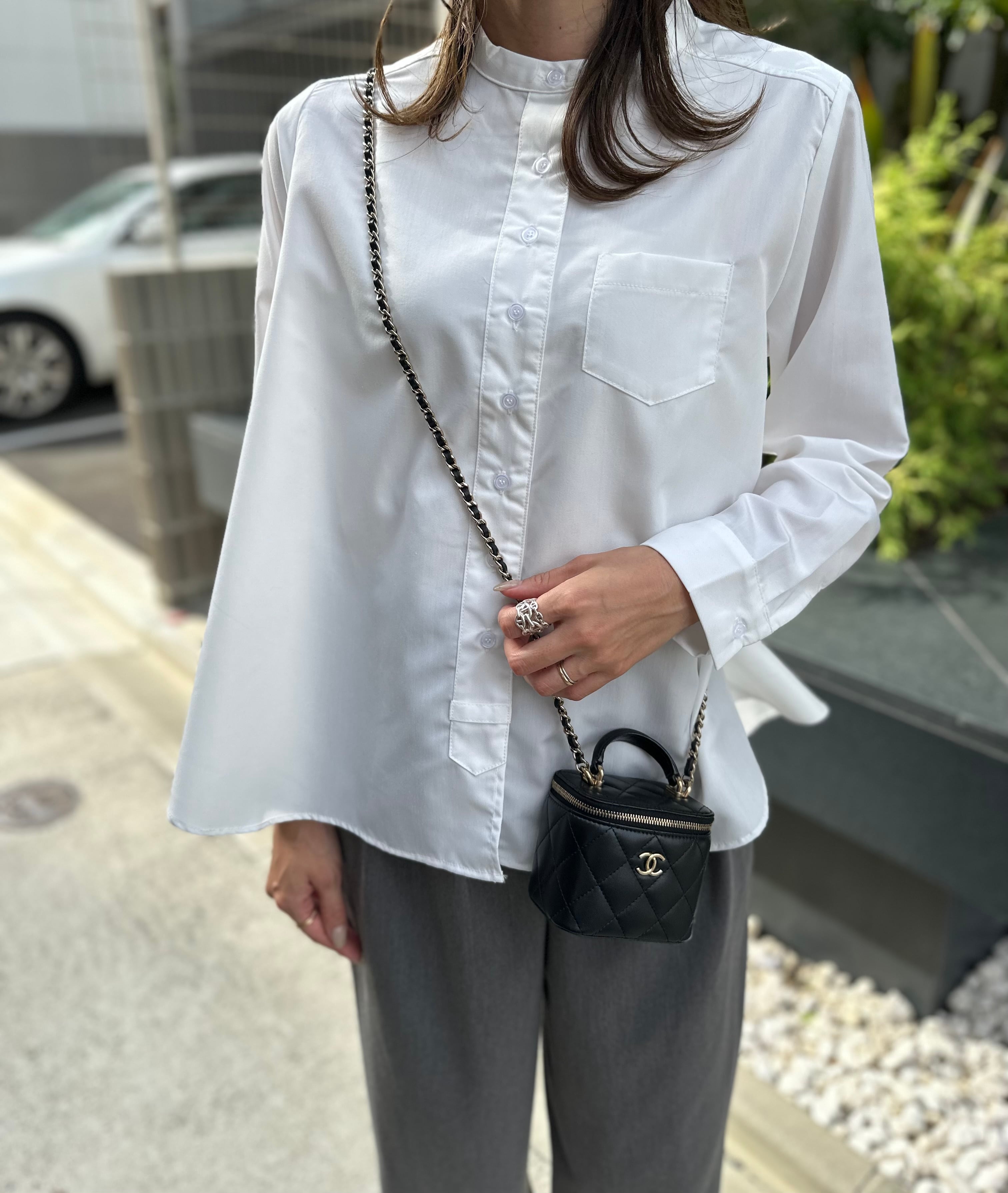 2colorsノーカラーボタンブラウス