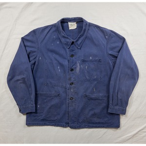 【1960s】"French Army" Cotton HBT Work Jacket with Painted Design