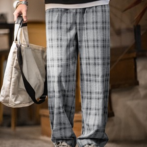 Wide-leg checkered pants(VE078)
