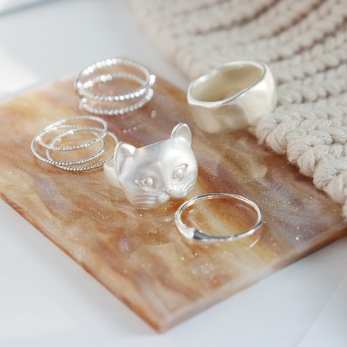 SET RINGS || 【通常商品】 MEOW! CAT RING SET SILVER || 5 RINGS || MIX || FRSG1009C