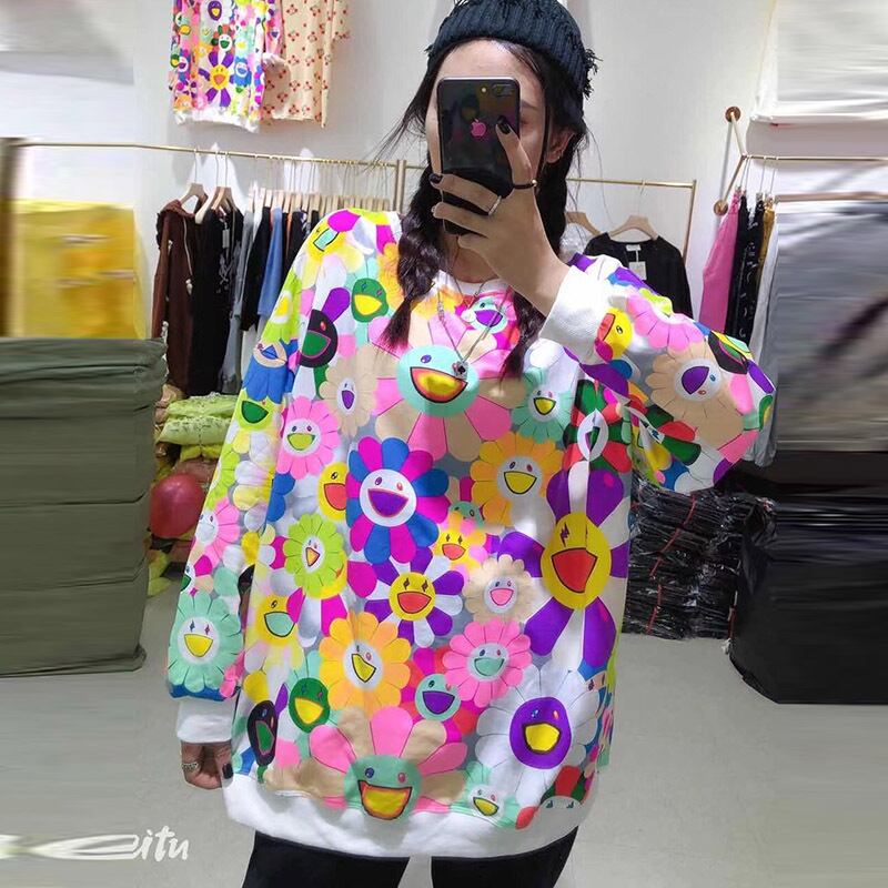 オールマッチプリントカジュアルTシャツ長袖ラウンドネックルーズシントップレディースの秋の新作プラスファットプラスサイズバージョン ミックスインファッション75196367069