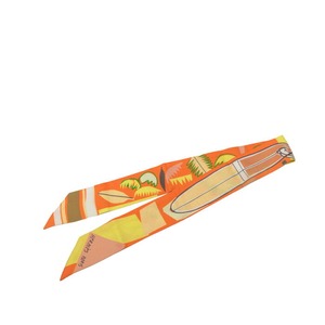 エルメス ツイリー Sea Surf and Fun 海とサーフとファン スカーフ イエロー系 マルチカラー シルク レディース HERMES 中古