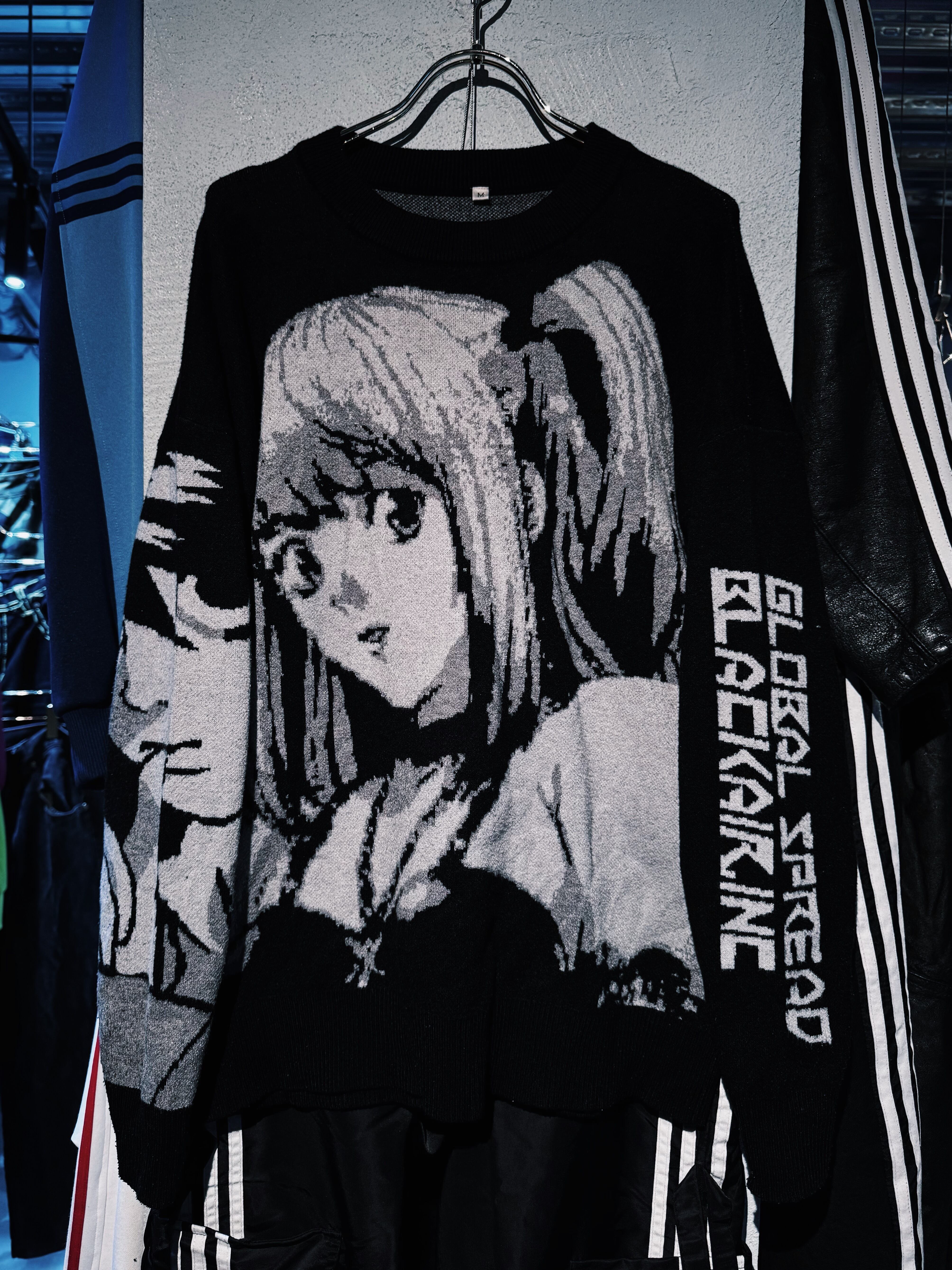 "DEATH NOTE"Misa Amane&L graphic design pullover knit