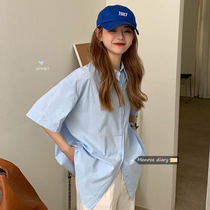 ブルーシャツ スタイルルーズトップス サマージャケット 夏物 モンロー96225148041
