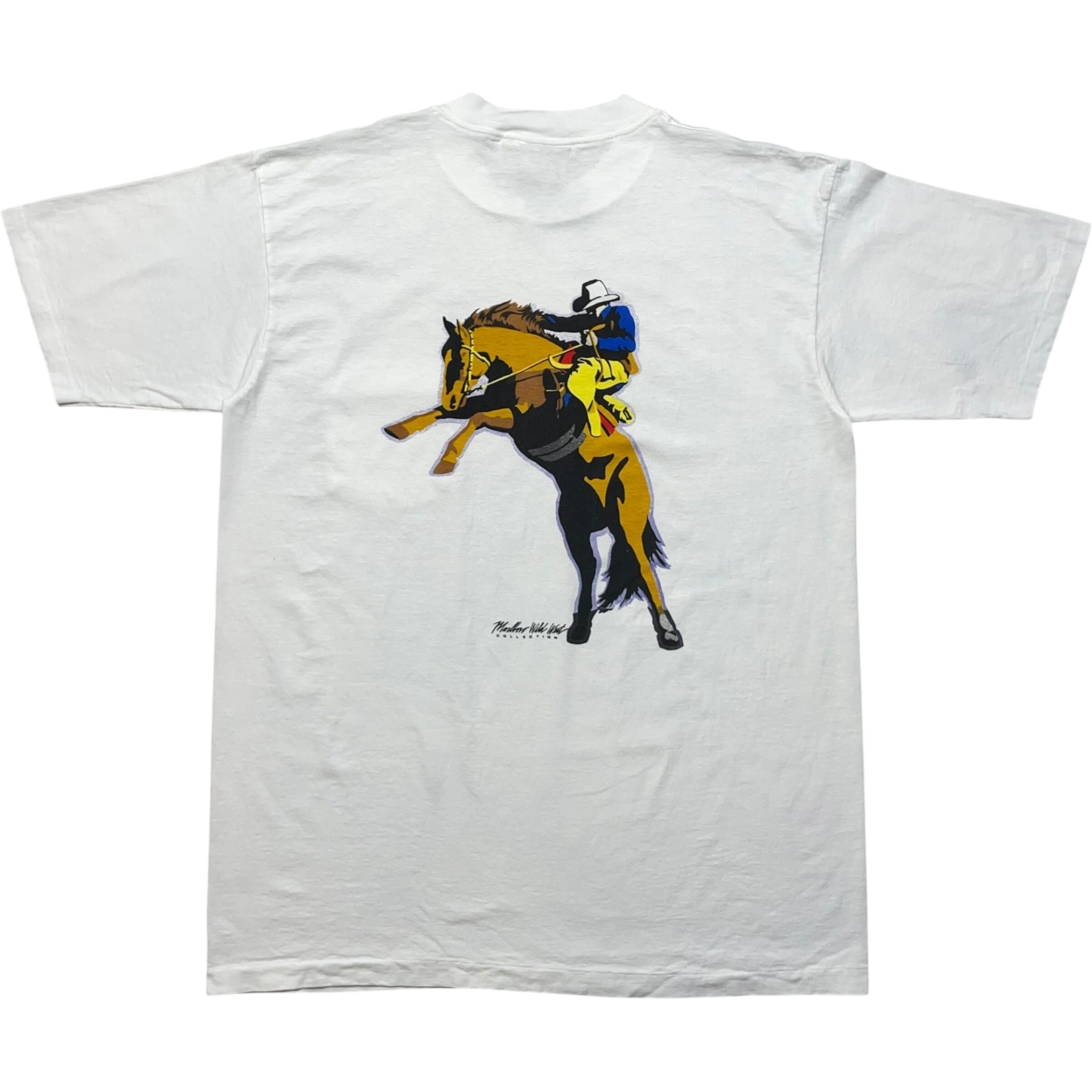 《XL》ONEITA オニータ 企業Tシャツ Marlboro マルボロ Marlboro Wild West カウボーイ 馬 シングルステッチ USA製 90年代 vintage no.8505