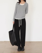 Fake layered rib Knit T20237