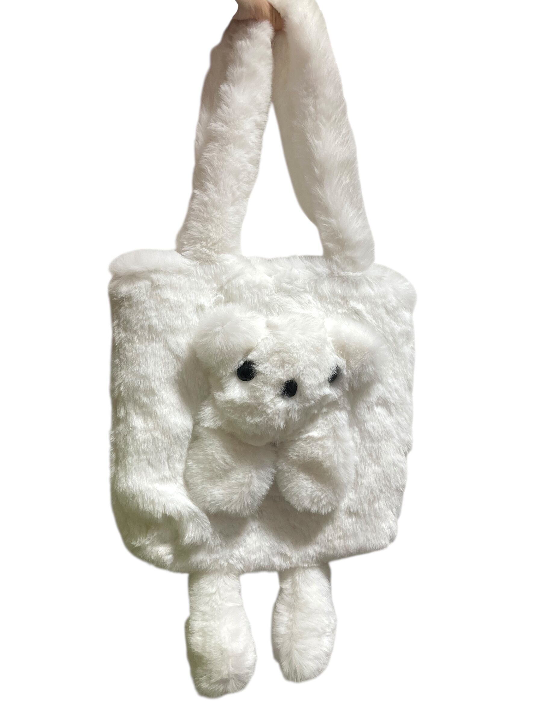 【solmu select】bear docking fur totebag(白)
