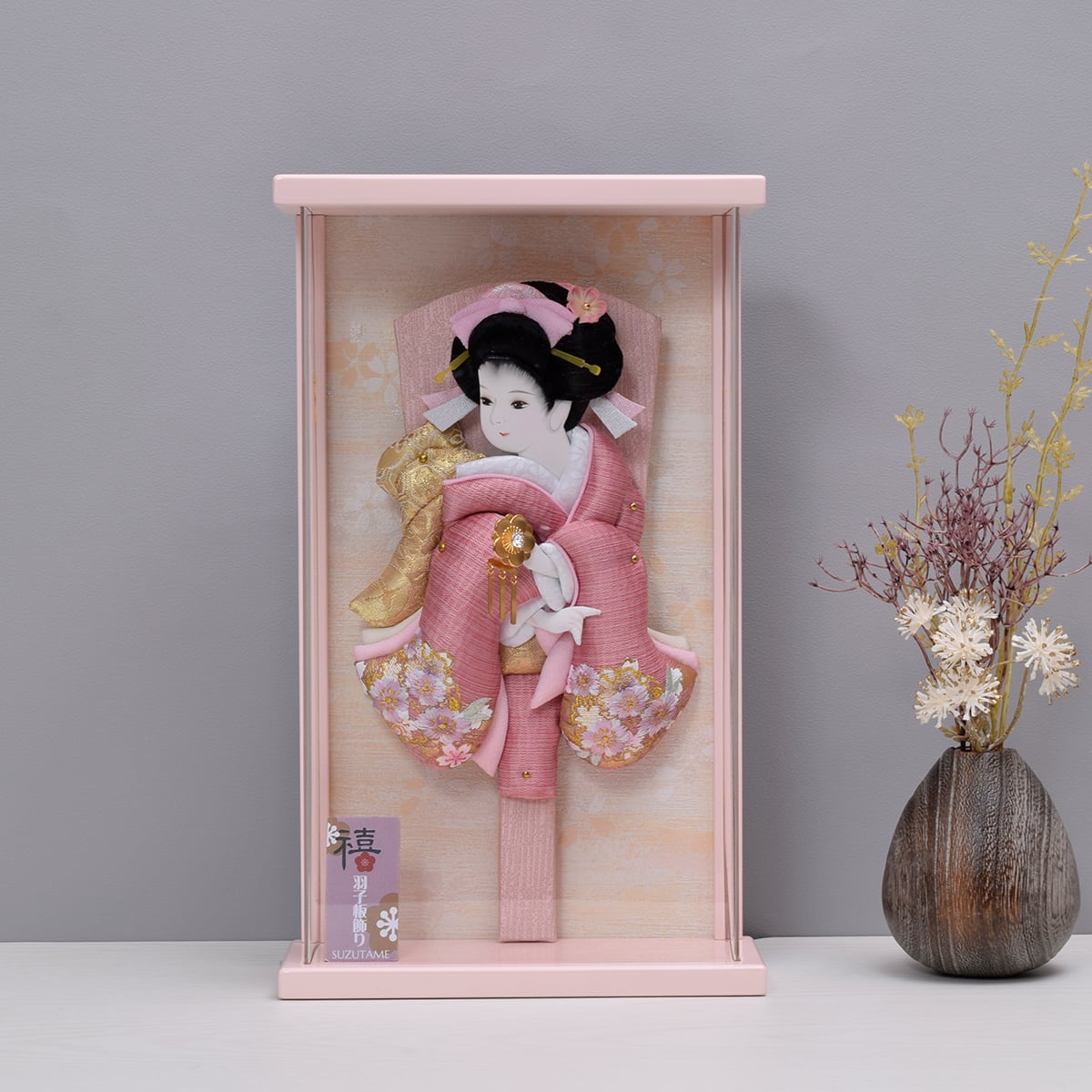 押絵羽子板飾り【茜・桜色】9号|おしゃれ|モダン|今どき|コンパクト|スタイリッシュ