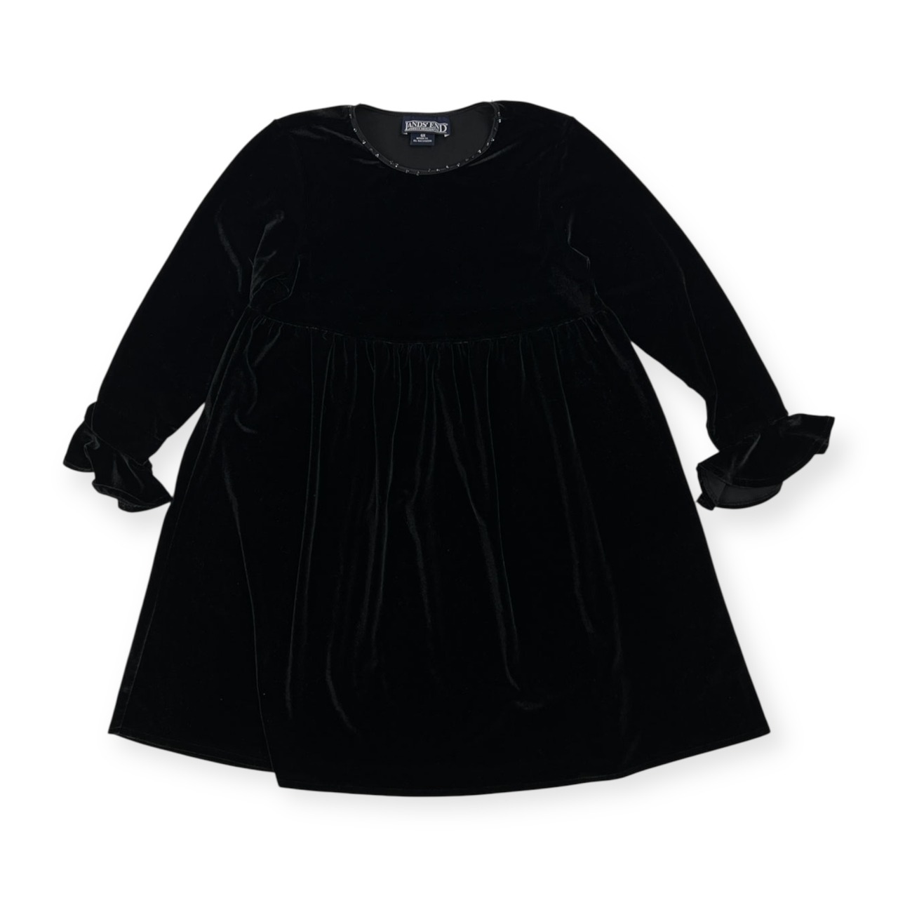 90s 00s LANDS’ END ランズエンド ベロア ワンピース ドレス サイズ 6X /キッズ/ガールズ/ブラック/ビンテージ