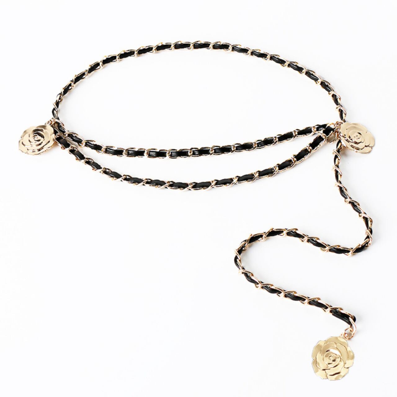 Chain Belt with Rose Motif Double Chain 00103