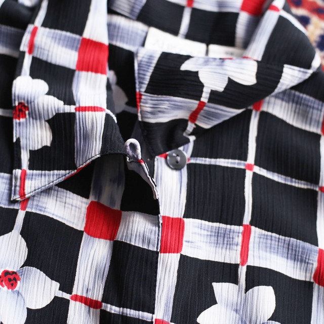 grid flower pattern mode design s/s shirt