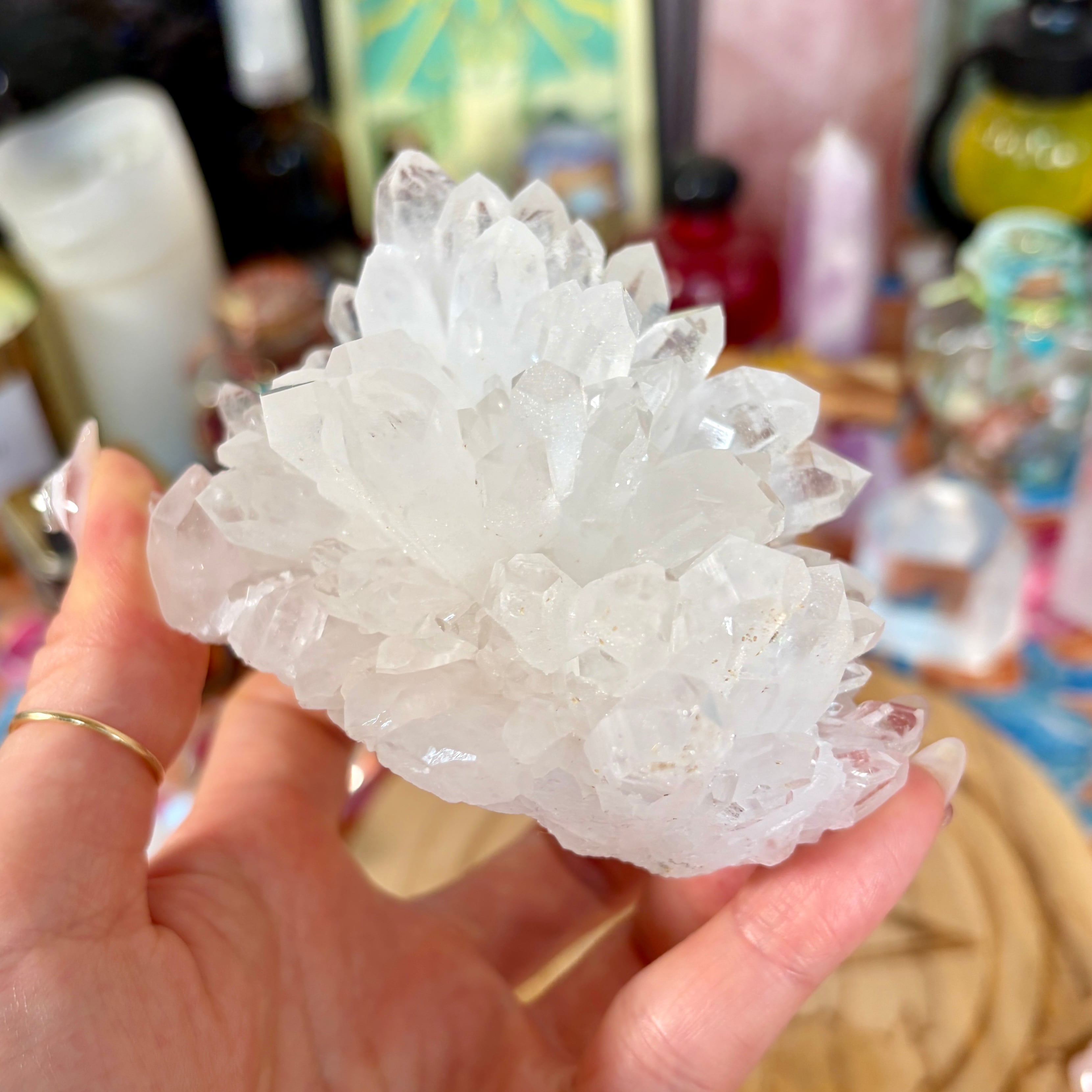 売り切りセール！美品　水晶　クラスター　ポイント 18cm 1852g 高透明度 魔女の祭壇】クリアクォーツ クラスター / 水晶 | クリスタルと魔法の