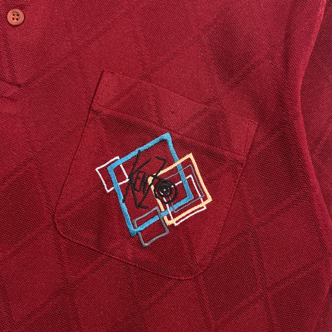 希少 レア ビンテージ KENZO GOLF ケンゾー ゴルフ アーガイル柄 ドライ 長袖 ポロシャツ 4/ワインレッド系 メンズ