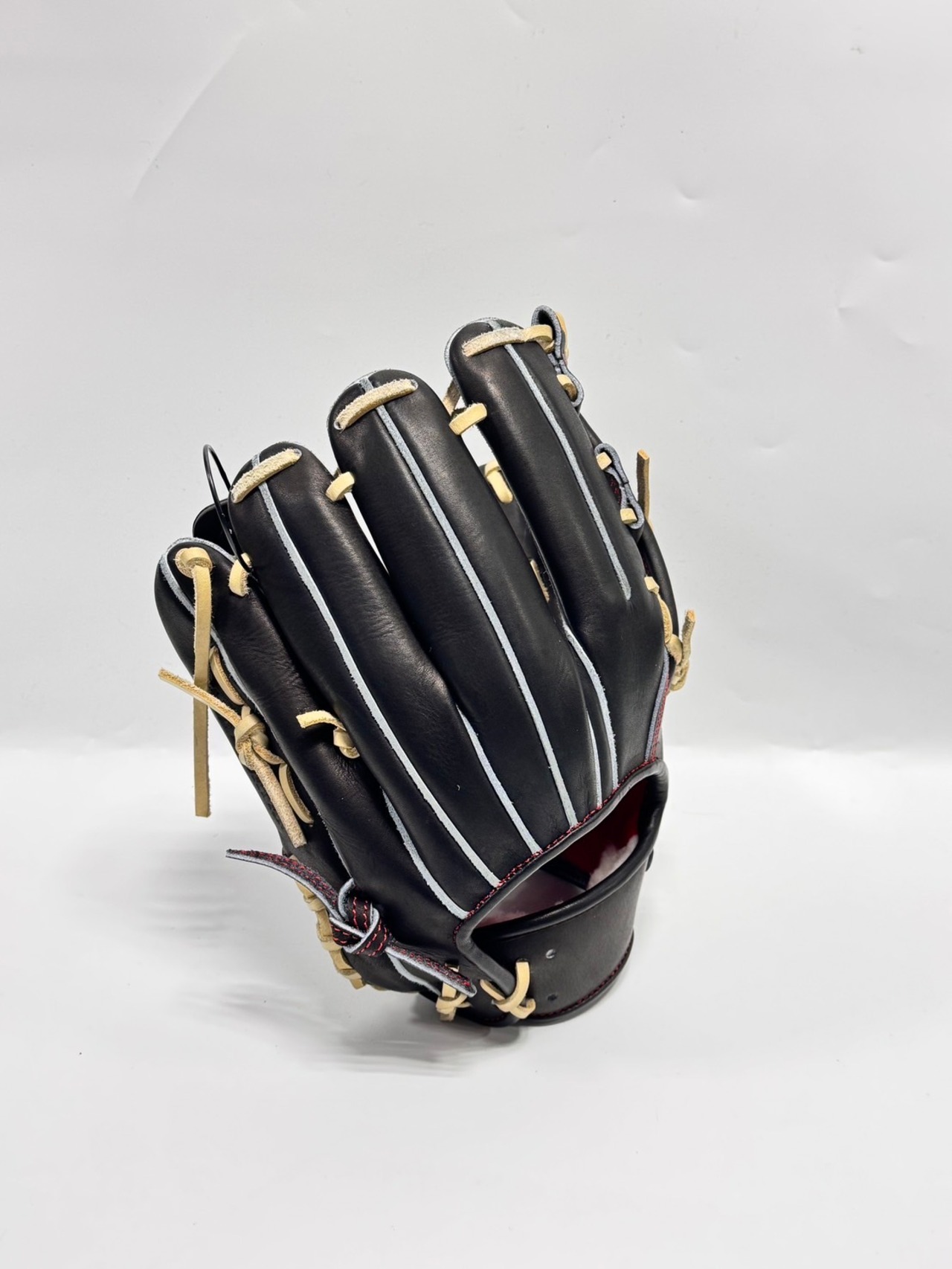 TEPPEN-てっぺん硬式内野手用MIE-Lブラック×ブロンド　クロスウェブ　ステッチ　レッド　1・画像3