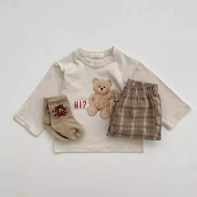 【即納ラスト3点】ベアプリント長袖Tシャツ