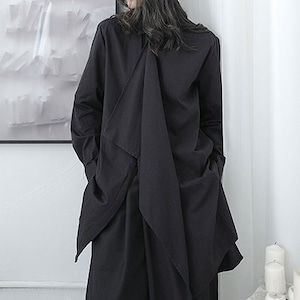 asymmetric niche design long shirt（アシンメトリーニッチデザインロングシャツ）-b982