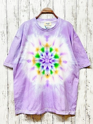 タイダイ染め Tie-dye ビッグシルエット Tシャツ メンズ Lサイズ 曼荼羅　ラベンダー　 Hippies Dye HD16-99