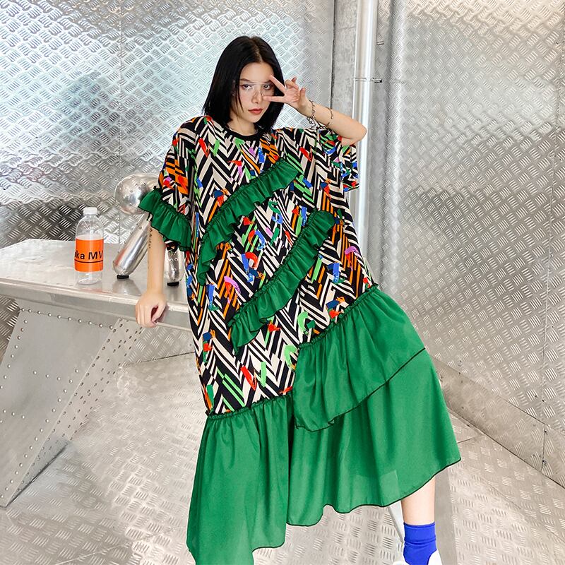 ドレス サマーロングスカート 大きめサイズ 夏物 ラブタオタオダレンハウス66971571819