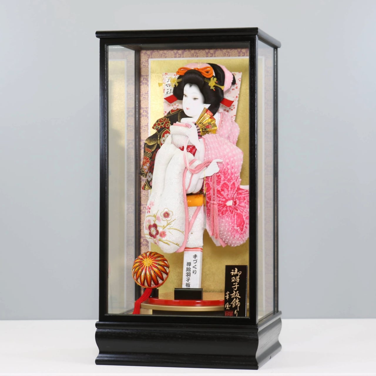 【芙蓉 立体振袖羽子板 15号】 羽子板飾り ガラスケース飾り 羽子板|刺繍|木製|和モダン|ガラス仕様