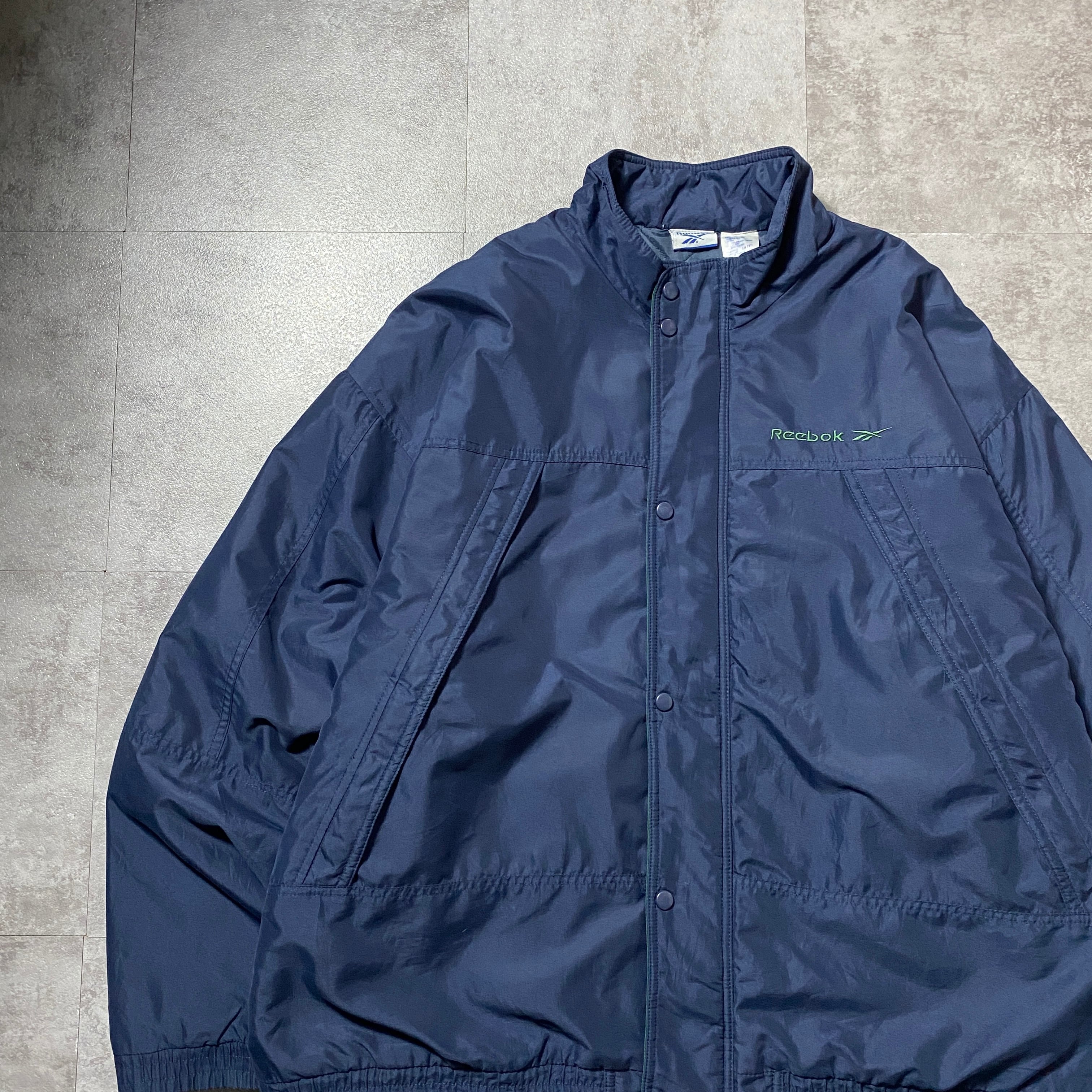 90's Reebok リーボック 刺繍ワンポイント ネイビー 中綿 ナイロン