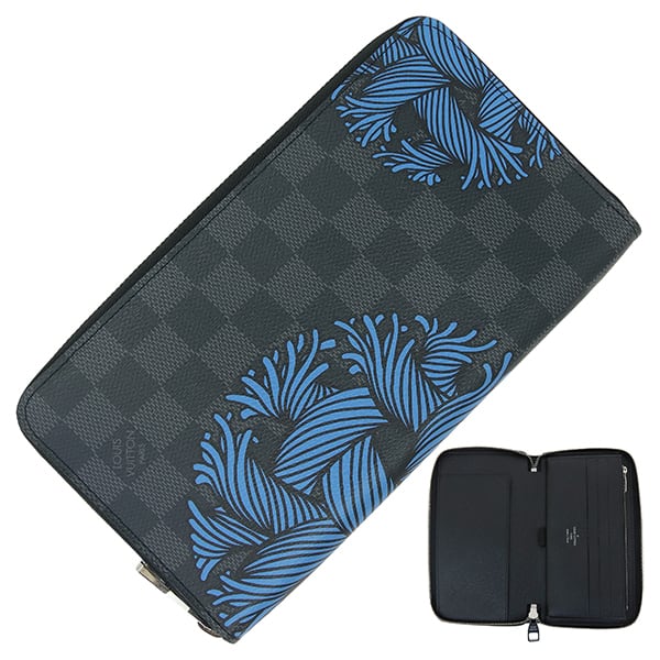 Unused LOUIS VUITTON ルイヴィトン ジッピーオーガナイザー ダミエグラフィット ロープ N41683 長財布 クリストファーネメス 限定 ブルー 未使用