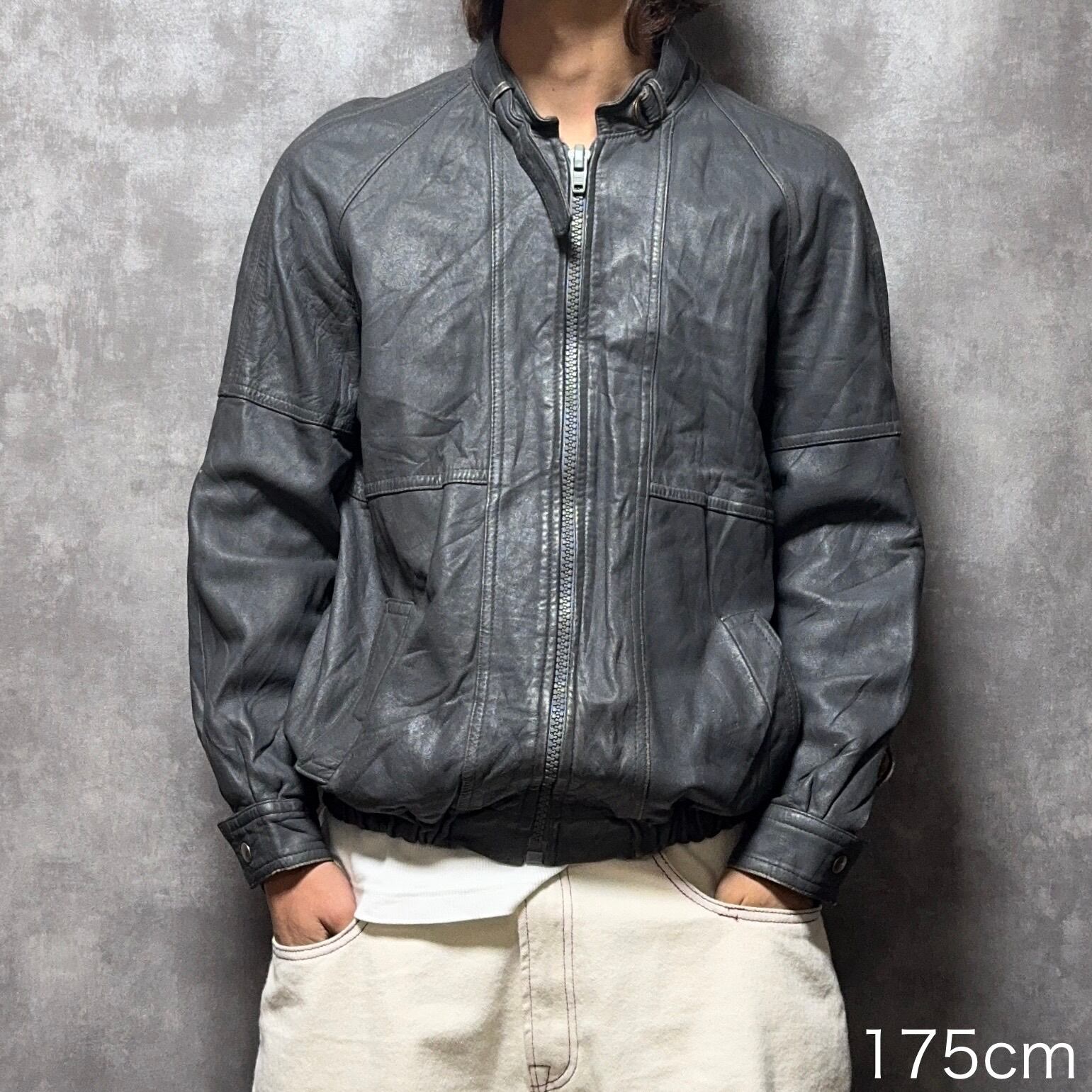 v*y様 レザーボンバージャケット ボタン ラグランスリーブ 80s ラグランスリーブ】unknown レザージャケット XL | 古着屋OLDGREEN