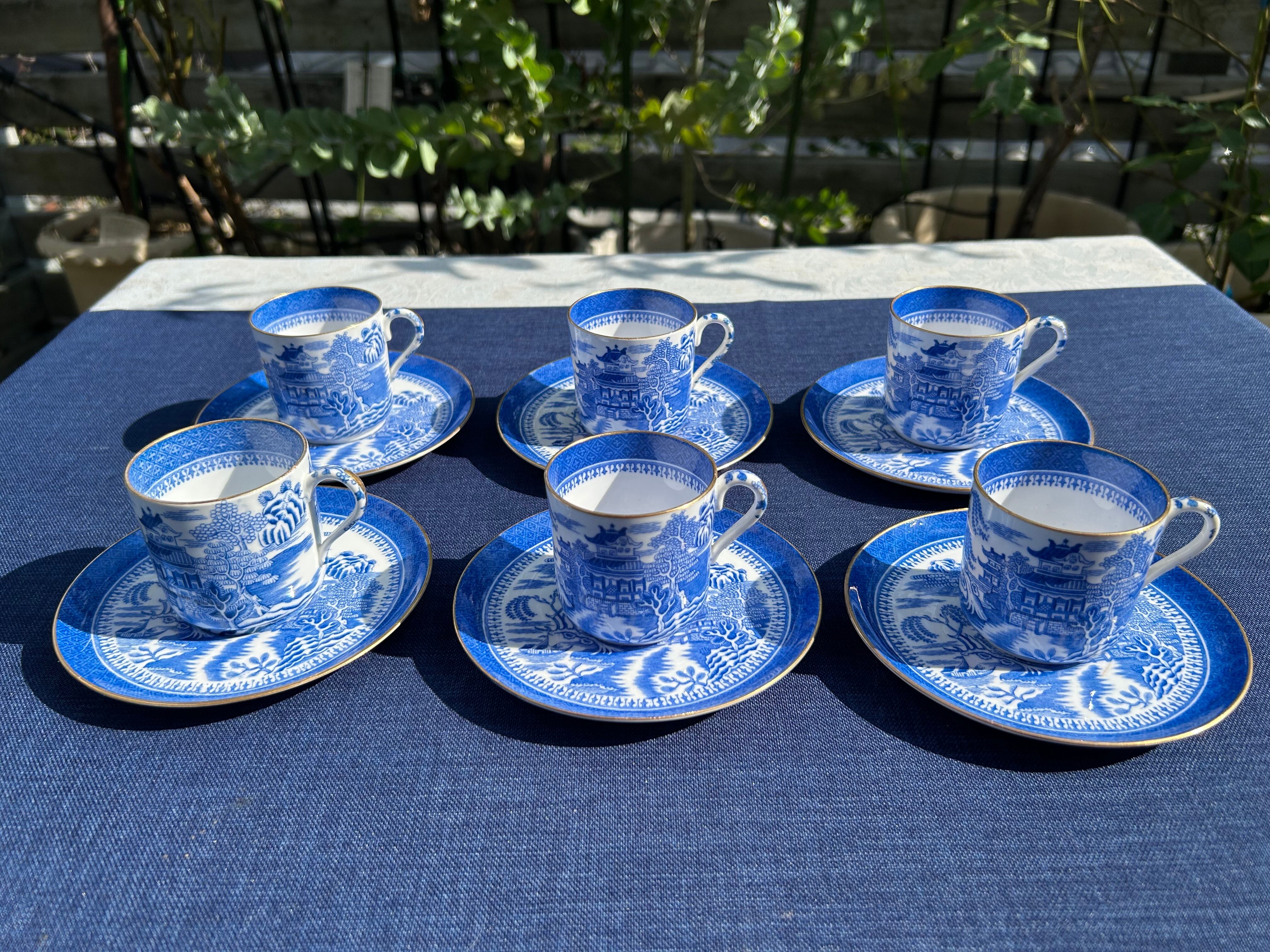 SPODE社　ブルーウイロー　デミタスカップアンドソーサー６客セット（Copeland期）