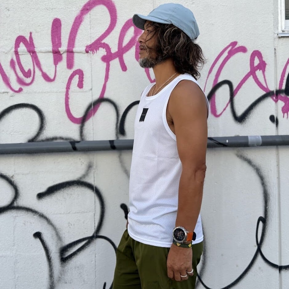 Answer4 / Dry Sleeveless Tshirt (White) | 道がまっすぐ