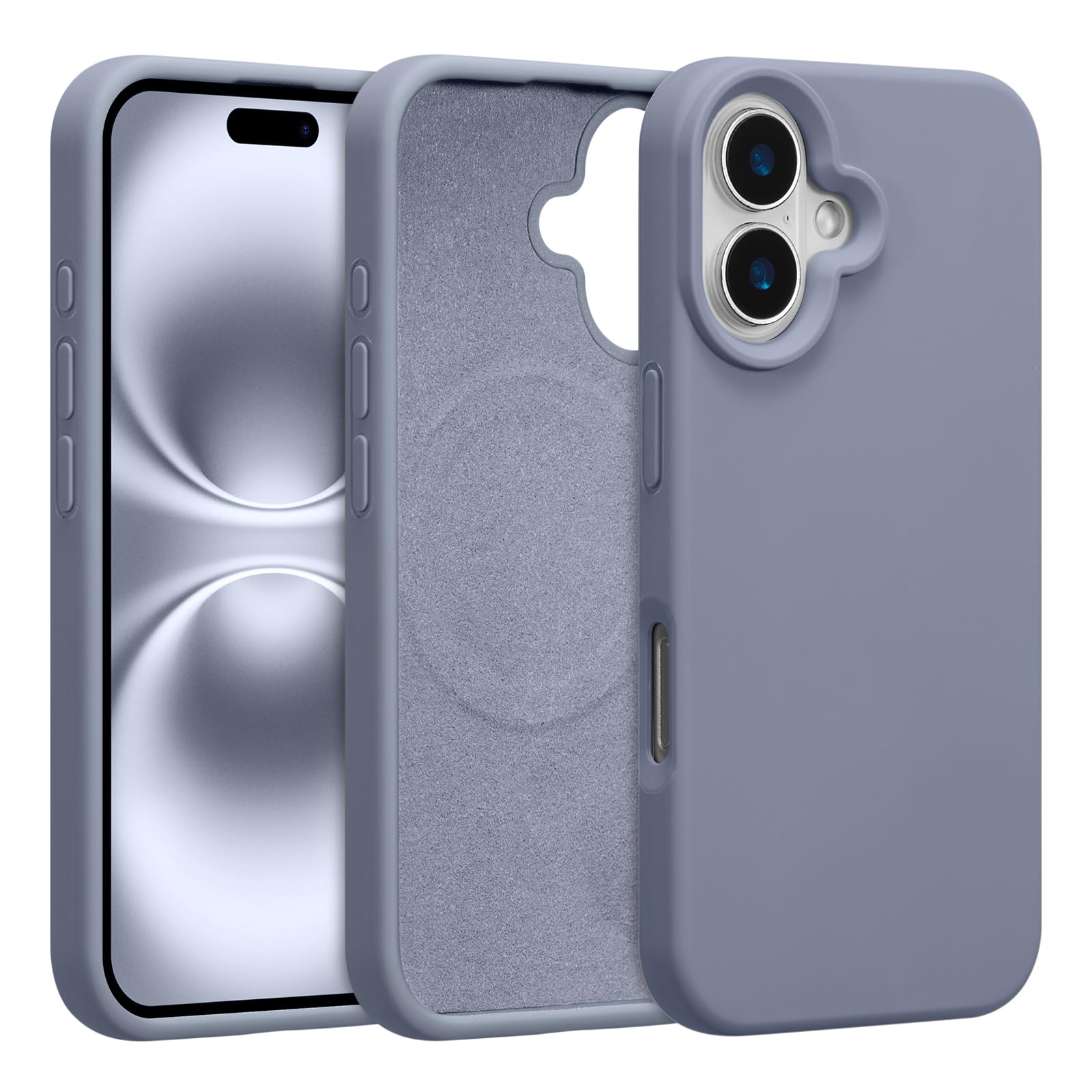 UCASONG iPhone 17用ケース MagSafe対応 ソフト シリコン スマホケース (ラベンダーグレー)
