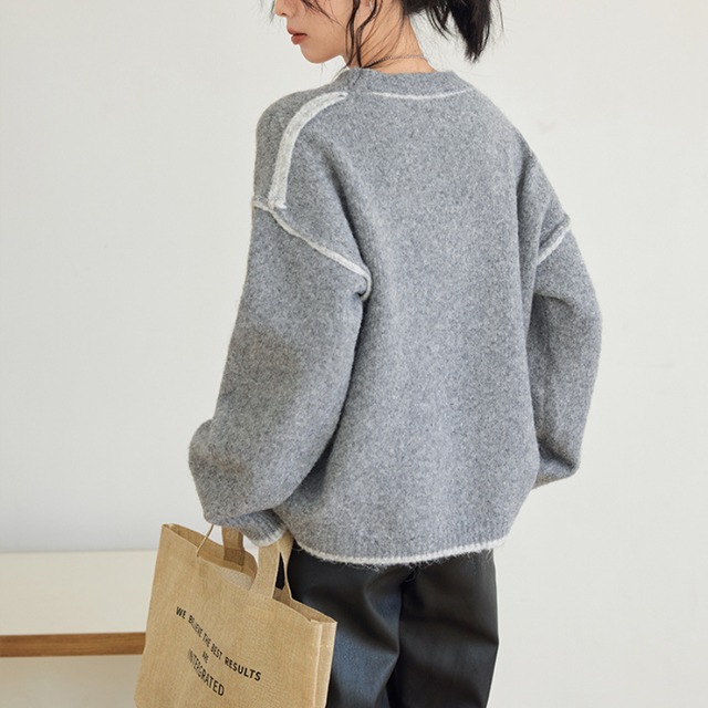 color-block oversized knit sweater J00130