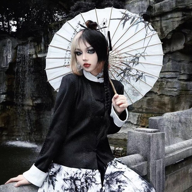 ゴスロリ通販 With U ジャケット マオカラー チャイナボタン レトロ 高見え チャイナ服 中華風 豪華 高見え 大人増し 病み可愛い イベント ゴスロリ服 病み服