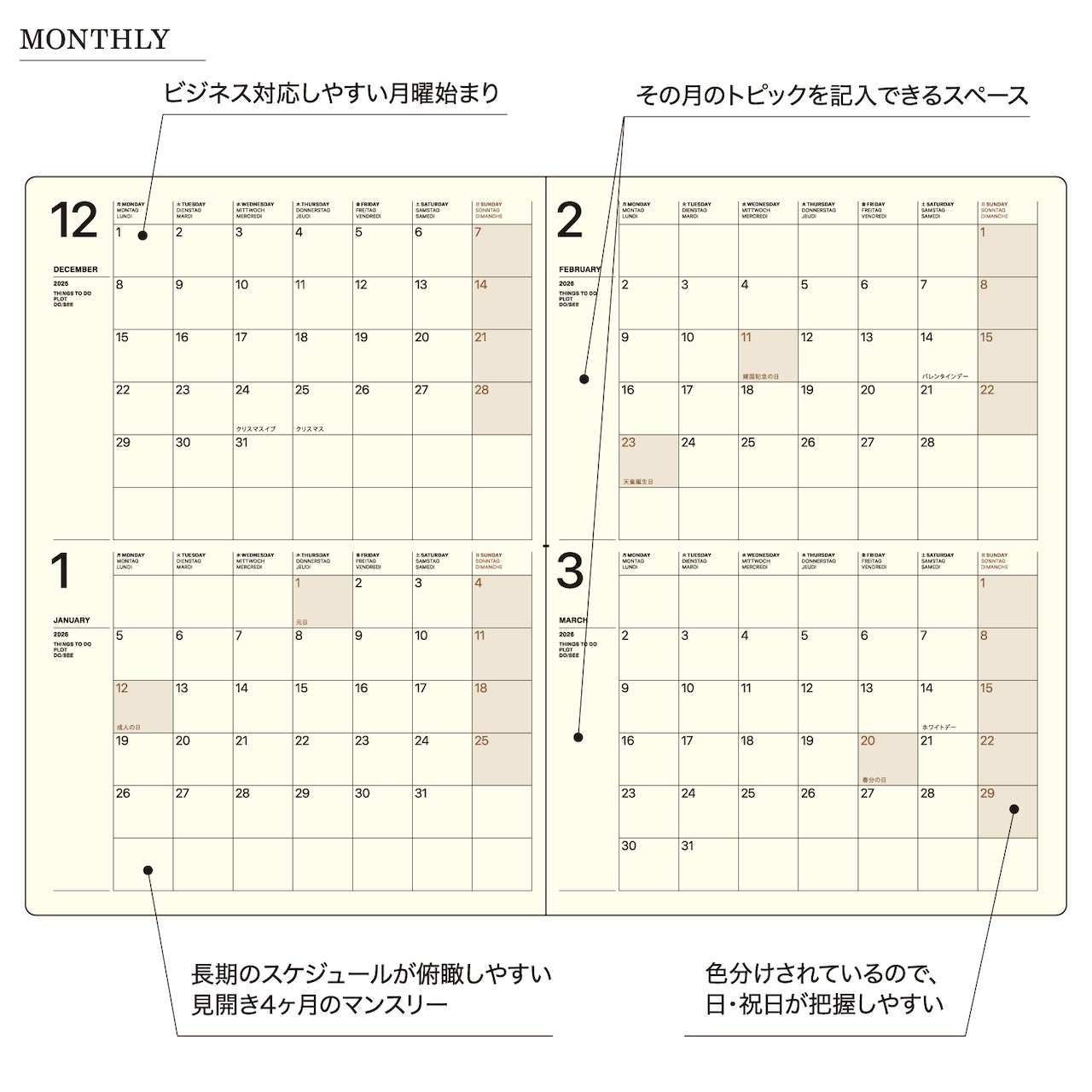A5ガントチャートマンスリー 2026