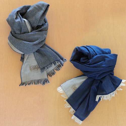 Atelier Delphine(アトリエ デルフィーン) Gauze Dual Scarf（コットンガーゼスカーフ) 【Indigo or Light Blue】