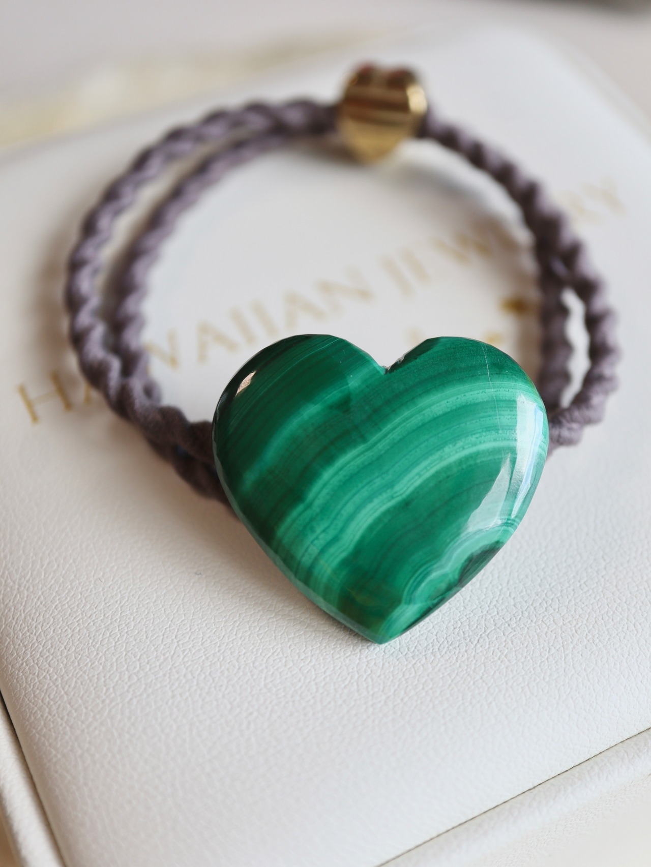 Heart Malachite hair accessory(天然石ハートマラカイトヘアゴム)
