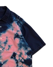 【数量限定販売】藍染めタイダイコットンリネンシャツ　果汁