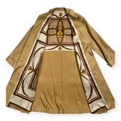 Burberrys バーバリー シルク100% 裏地総柄 ステンカラー コート 7AR /ゴールド系 三陽商会 ヴィンテージ