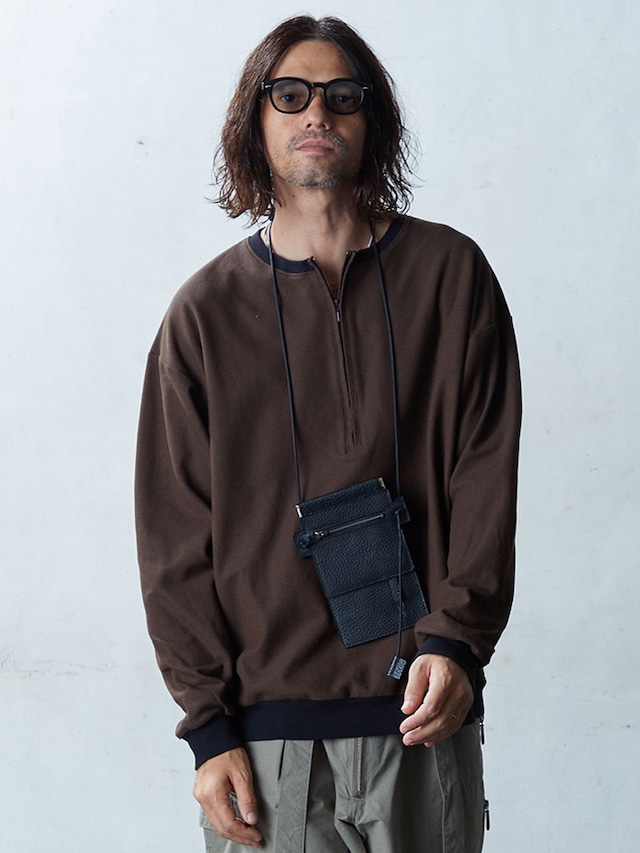 EGO TRIPPING (エゴトリッピング) HONEYCOMB ZIP-TEE ハニカム ジップTEE / moku BROWN 666202-35