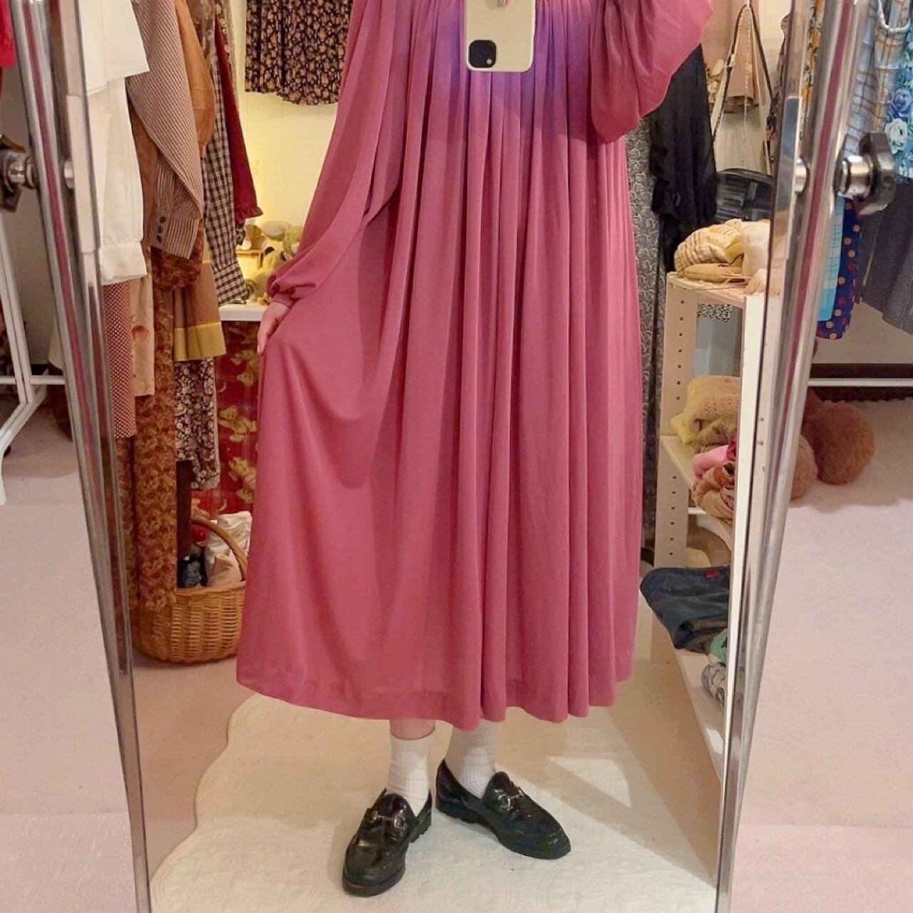 flower ribbon beads gather one-piece