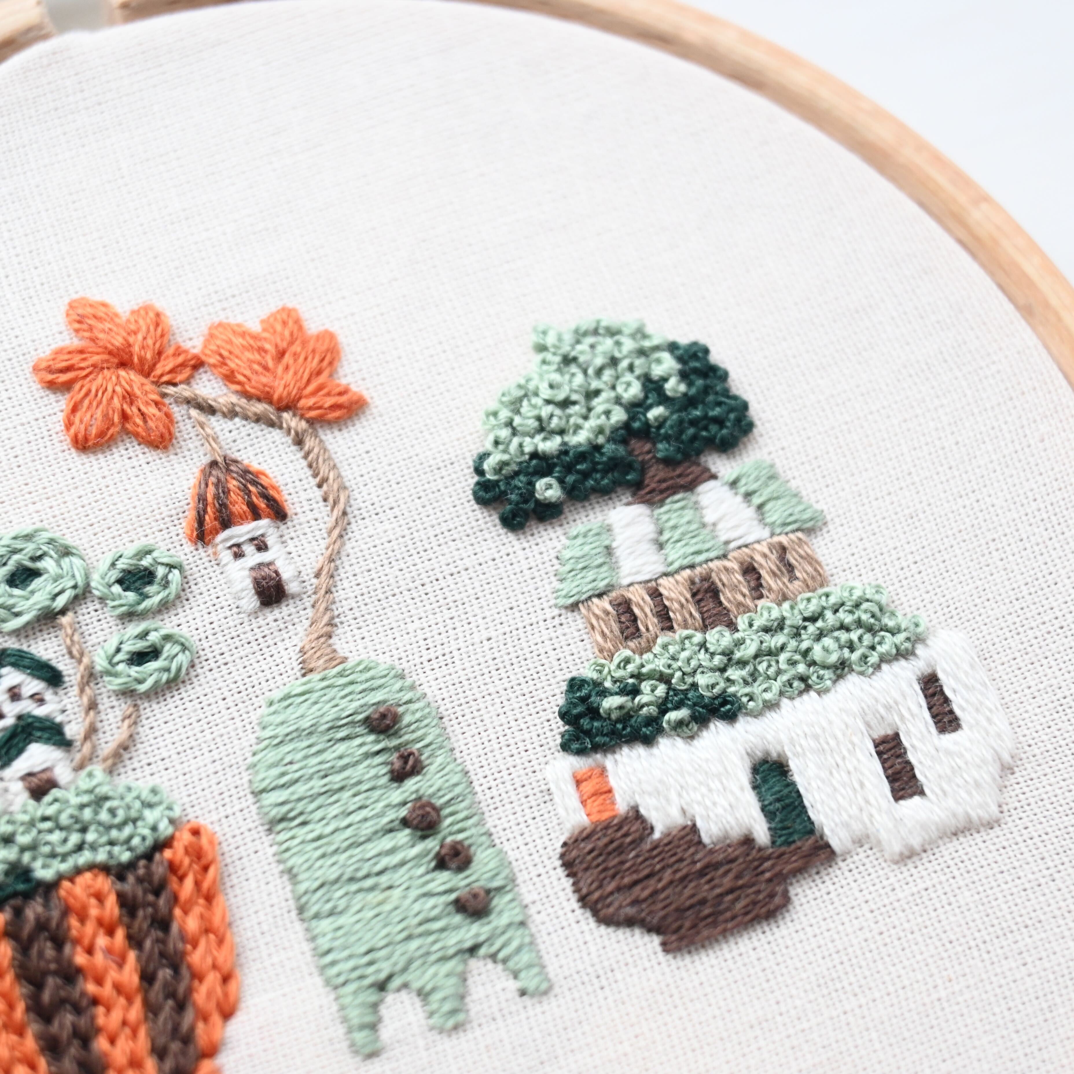 刺繍キット 緑の文明より「盆栽街植物」《空想街雑貨店》 | 空想街雑貨店