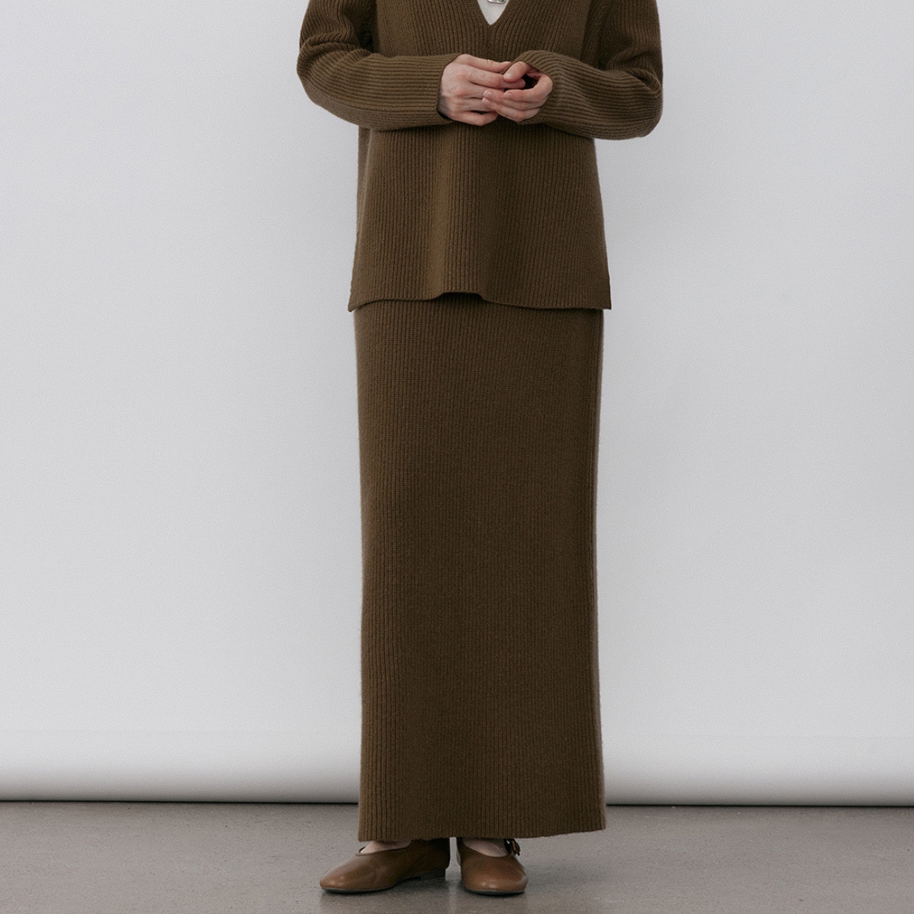 Rib Knit Long Skirt T3966