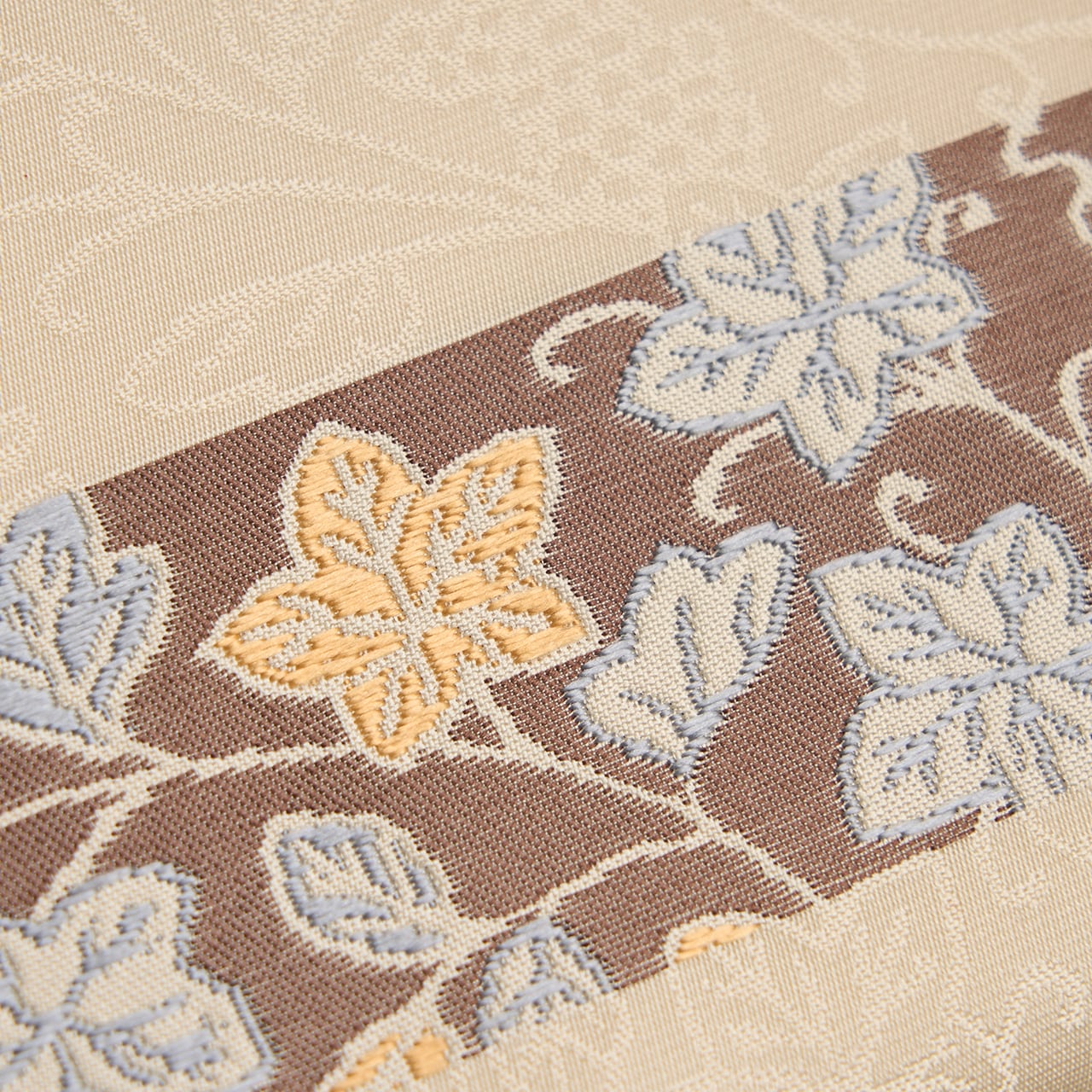 未着用　名古屋帯　葡萄唐草　刺繍　リーフ　塩瀬　着物　帯　044k d 川島織物 葡萄唐草文様 二部式名古屋帯 東武百貨店扱【未着用品