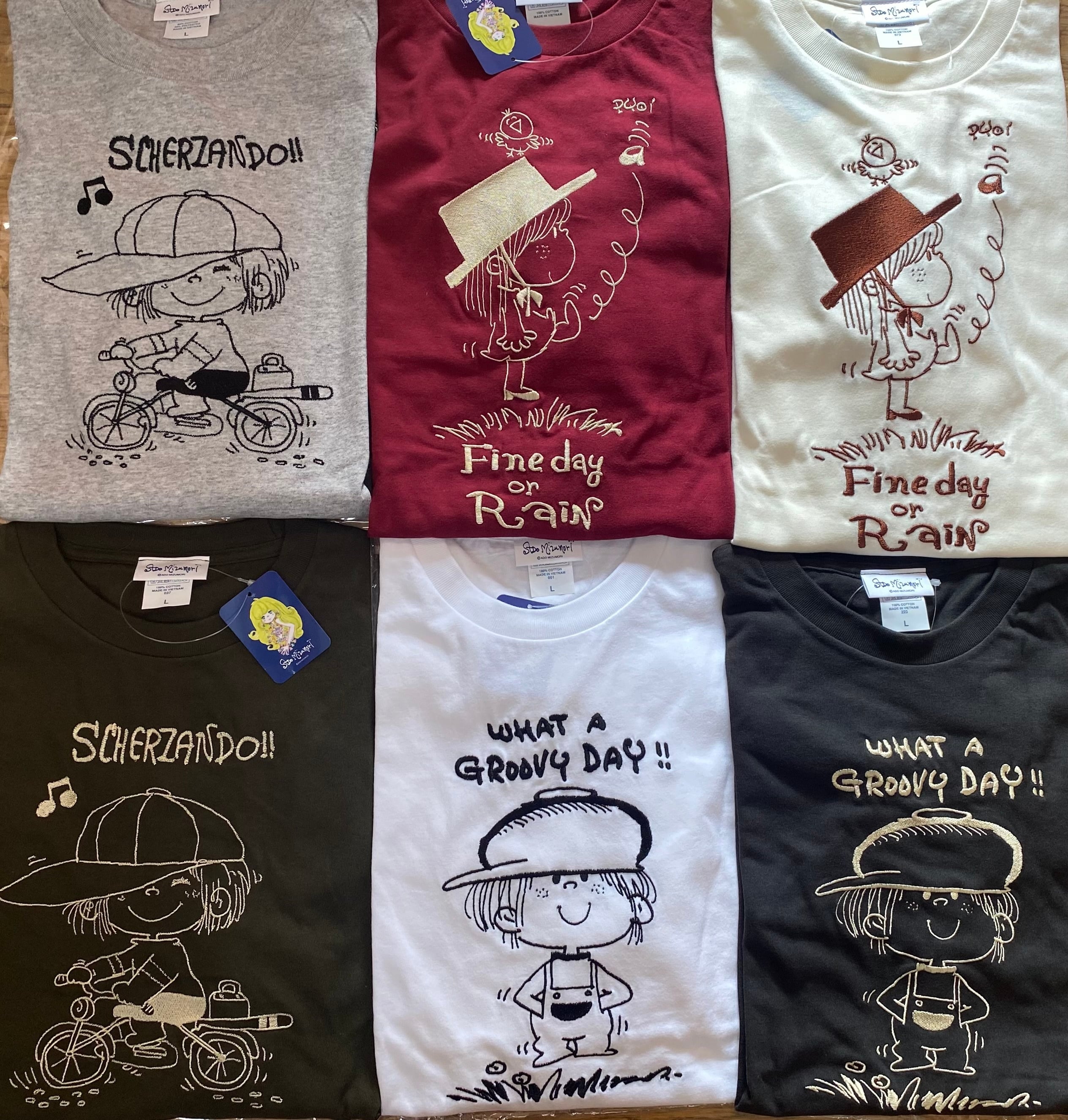 水森亜土刺繍ロングスリーブTシャツ | 水森亜土のおもちゃ箱画廊 official