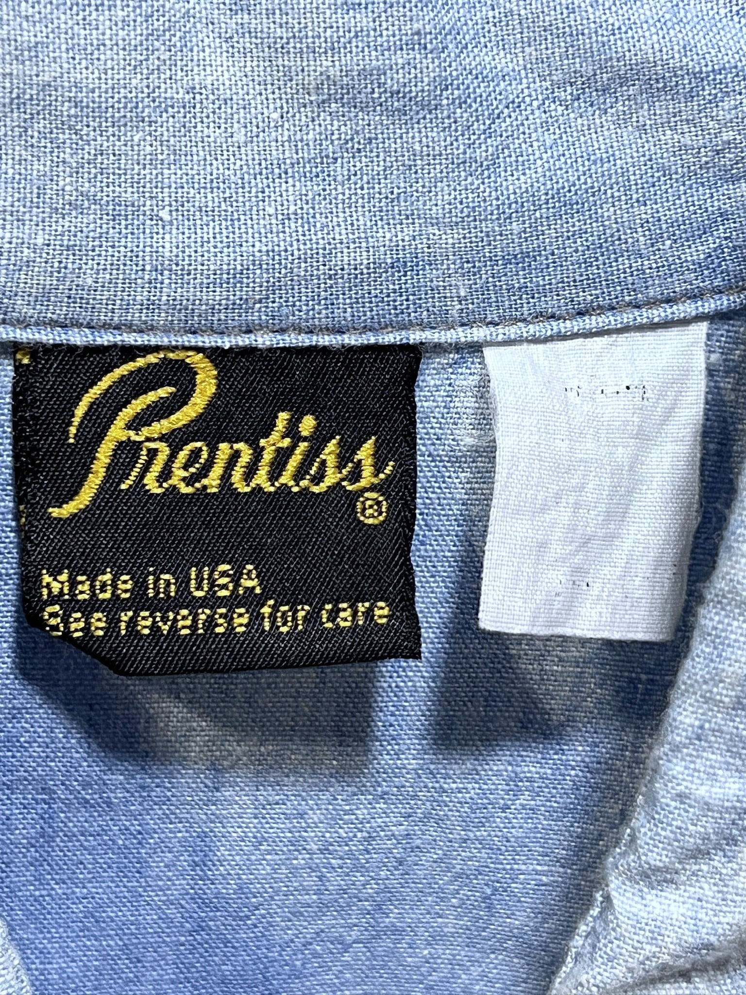 90'S USA製 プレンティス 長袖 シャンブレーシャツ 米国製 Prentiss