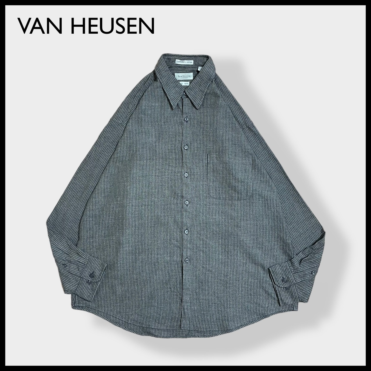 【VAN HEUSEN】香港製 ストライプシャツ 長袖シャツ コットン  US古着