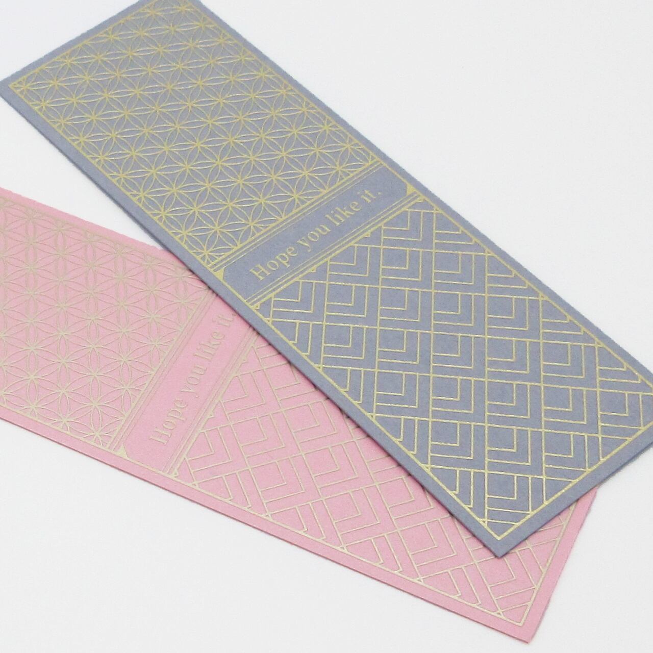 栞 箔押し 2色セット ブルージーン/ピンク(各3枚)