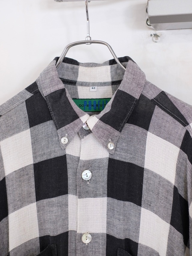 cotton linen plaid s/s shirt